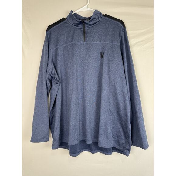 Spyder Active Men’s Quarter Zip Pullover Long Sleeve Shirt Size XL Blue- Read - Picture 1 of 4